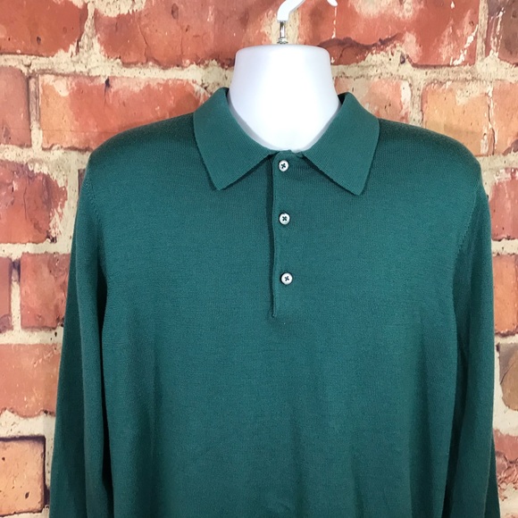 MARTIN M TEAL GREEN 100% ITALIAN WOOL GOLF SWEATER - Picture 3 of 5